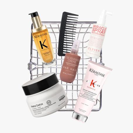 Basket with hair products in it from Hairhouse
