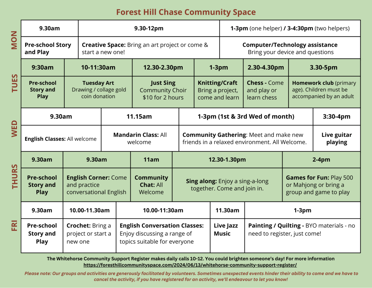 FHCCS Timetable May