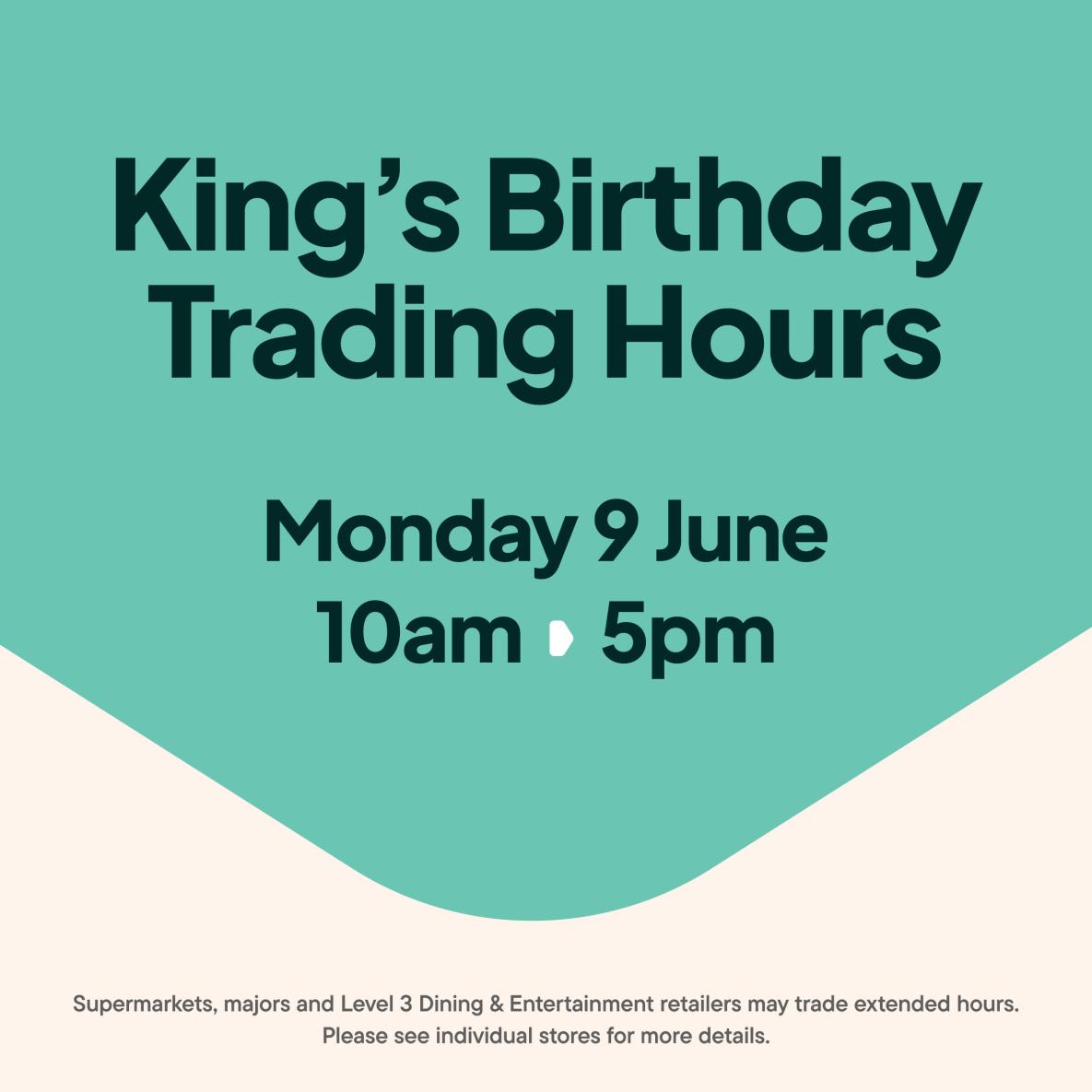 FHC Kings Birthday trading hours