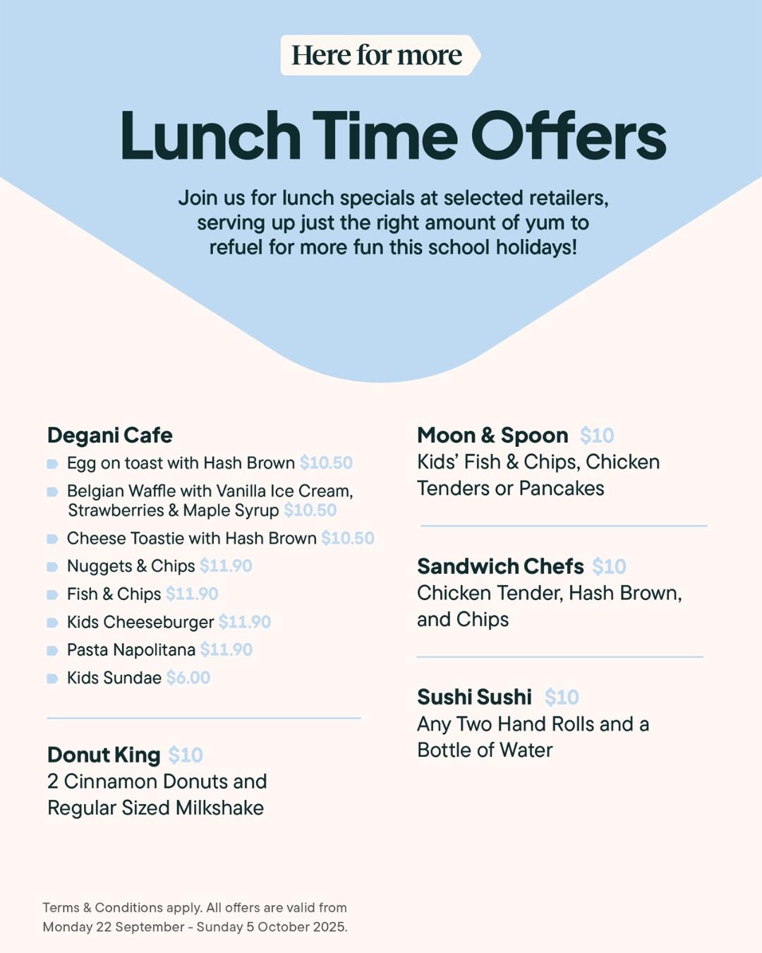 lunch time offers Forest Hill CHase