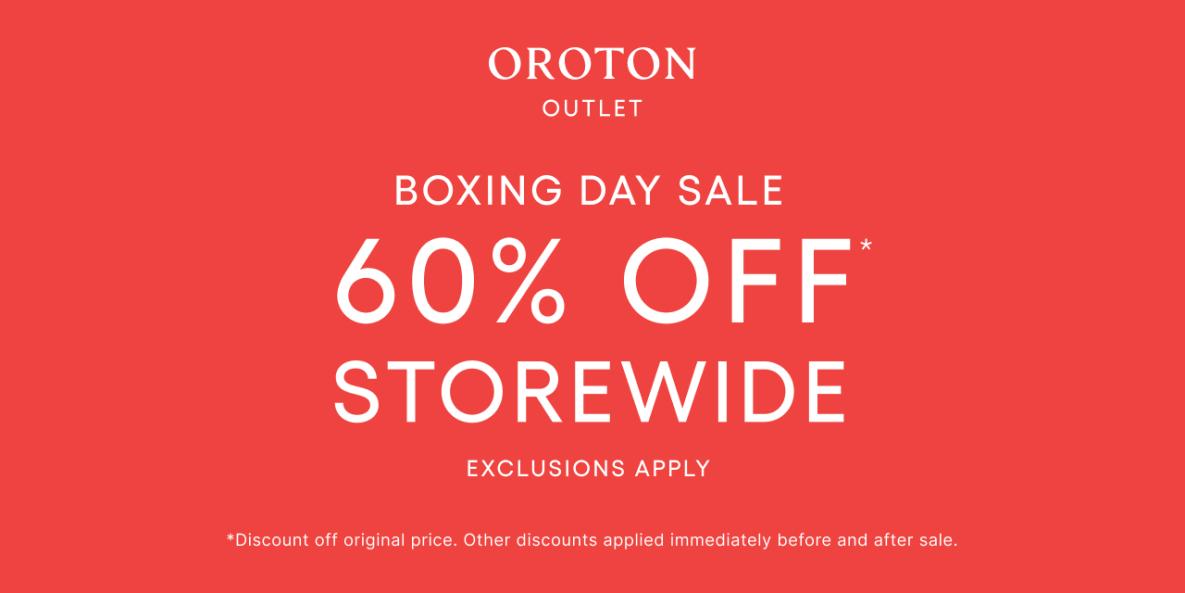 OROTON OUTLET BOXING DAY SALE 60% OFF STOREWIDE* EXCLUSIONS APPLY