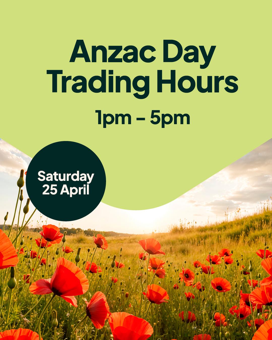 Anzac Day trading hours forest hill chase 2026